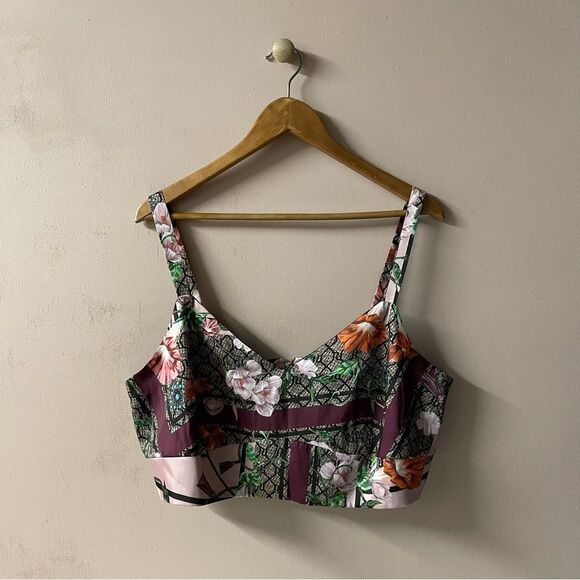 River Island Plus Violet Floral Printed Crop Top Size 22 NWT - Picture 1 of 10